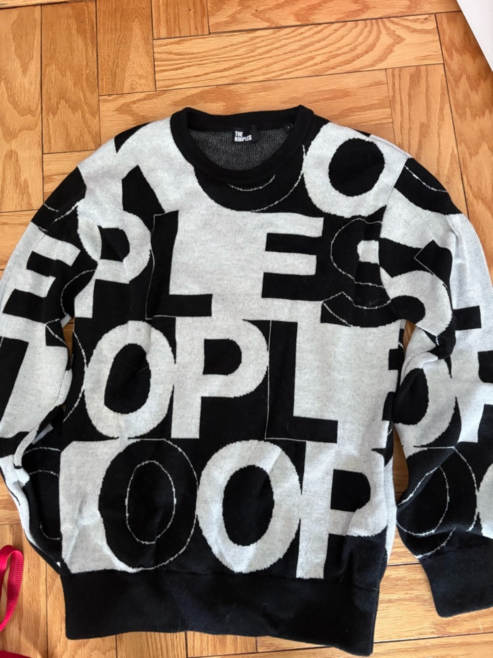 The Kooples unisex Black & Gray Allover Logo Crewneck wool Sweater size small
